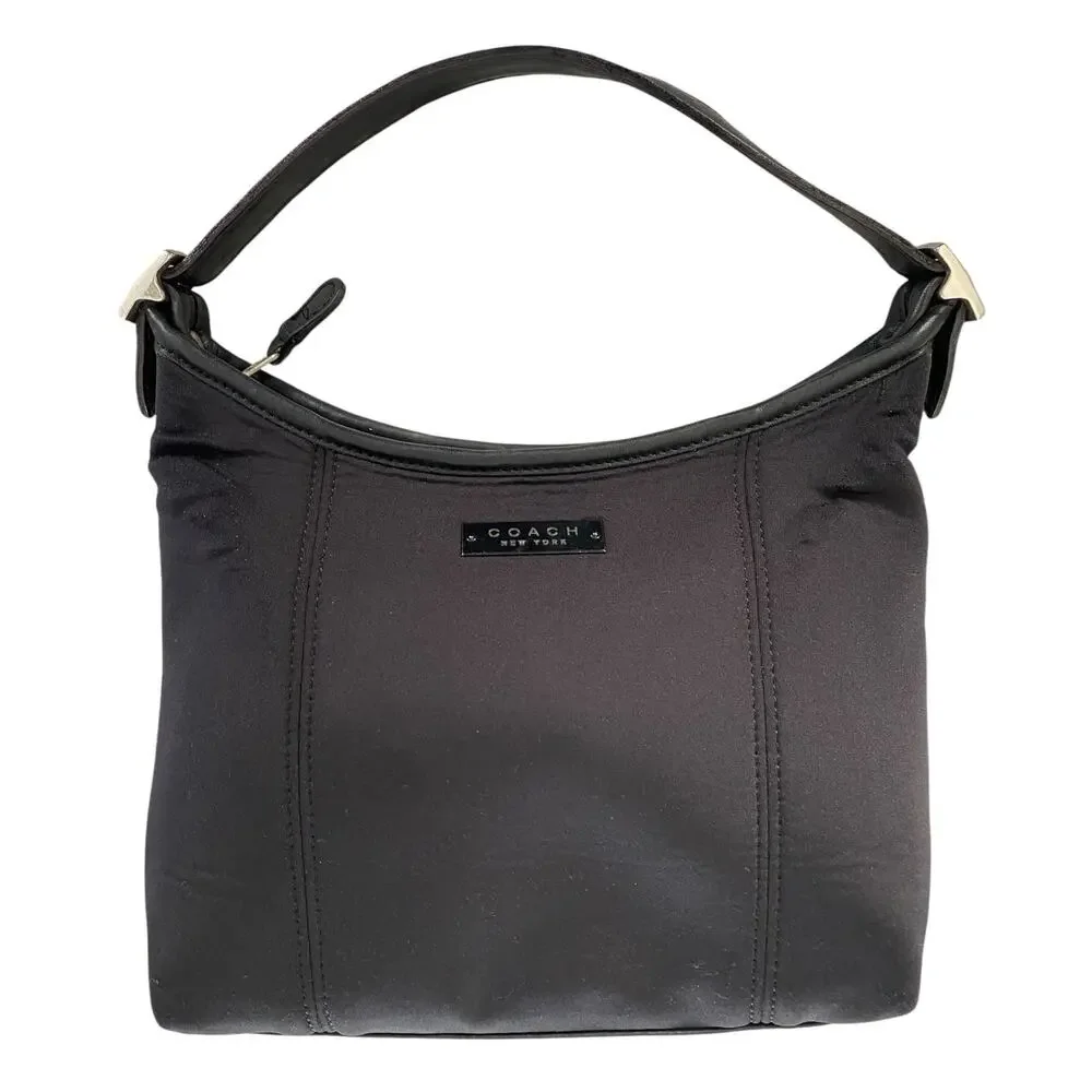 Coach Neo Crescent Shoulder Bag Hand Bag Black Neoprene Vintage Y2K 90s - Picture 1 of 16